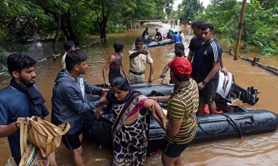 ඉන්දියාවට බලපෑ ගංවතුර තත්වය යළි ඉහළට