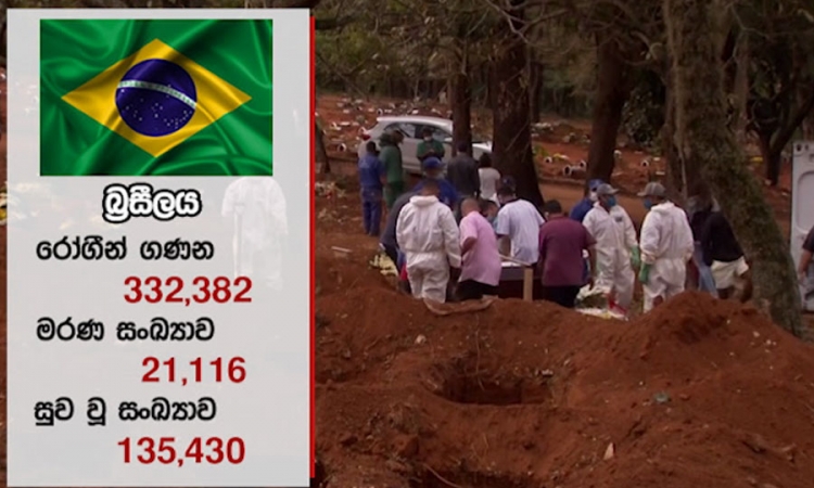 ගතවූ පැය 24 තුළ පමණක් බ්‍රසීලයේ කොවිඩ්-19 ආසාදිතයින් 19,969ක්