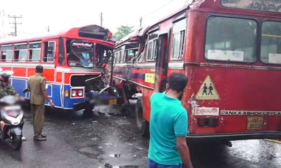 බස් රථ 02ක් ගැටීමෙන් පුද්ගලයෙකු මරුට