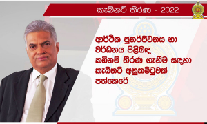 ‍ආර්ථික පුනර්ජීවනය සහ වර්ධනය පිළිබඳ කඩිනම් තීරණ ගැනීමට කැබිනට් අනුකමිටුවක්