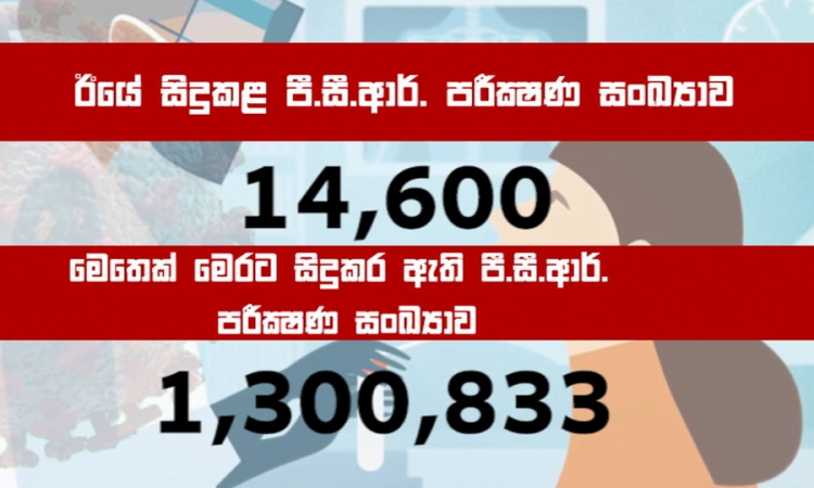 PCR පරීක්‍ෂණ සංඛ්‍යාව 13න් ලක්ෂ 833ක්.