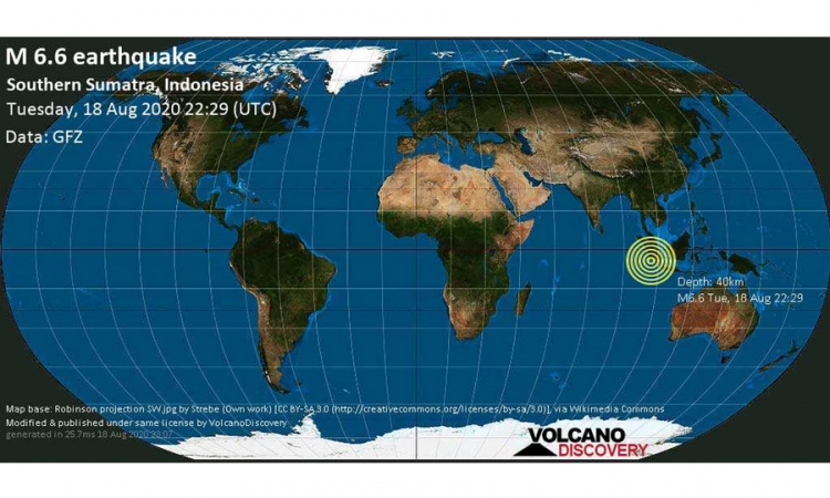 ඉන්දුනීසියාවේ දකුණු සුමාත්‍රාහි භූ චලනයක්